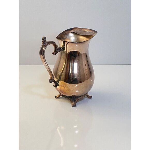 Vintage WM Rogers 817 Silver Plate Footed Water Beverage Pitcher With Ice Guard - Picture 2 of 9